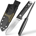 Life-Saving Knife DC53 Alloy Steel Blade 60-62HRC Titanium Coated Stone Wash Finish Black Linen Micarta Handle Kydex Sheath Outdoor Camping Jungle Tool