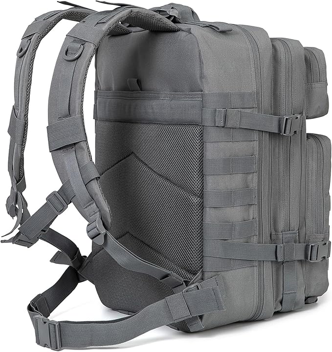 50L Tactical Backpack Training Gym Fitness Bag Outdoor Hiking Camping Army Molle Backpacks for Men Travel (Grey)