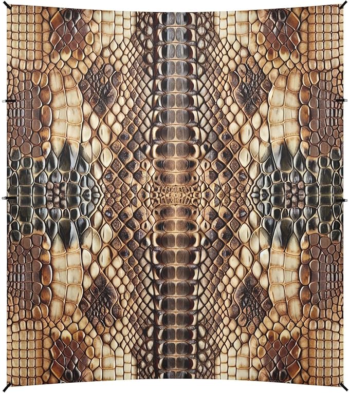 Vintage Snake Skin Print Beach Tent Sun Shelter Set UPF50+ UV Protection 10.5 x 9.19 FT Camping Shade Canopy with Sandbags Sand Anchors Carrying Bag and Others
