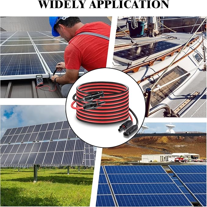 Solar Panel Extension Cable Solar Connector 20FT 14AWG Waterproof Solar Panel Female and Male Connectors for RV Photovoltaic Systems Powerstation