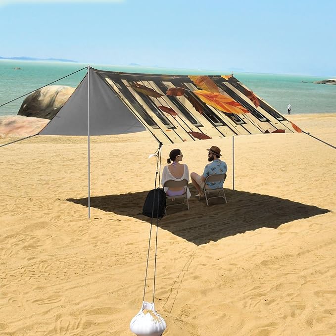 ALAZA Piano Keys Autumn Leave Beach Tent Sun Shelter Portable Canopy Sunshade for Outdoor Camping Picnics Backyard Fun 10x9 ft