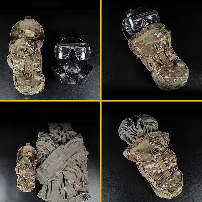 ACEXIER Tactical GP Molle Utility Pouch Bungee Shock Cord Quick Release Buckle Fastener Water Hydration Bag Kettle Holder Hunting Bag (Grey)