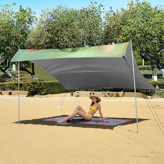 ALAZA St. Patricks Day RABIT Clover Leaves Beach Tent Sun Shelter Portable Canopy Sunshade for Outdoor Camping Picnics Backyard Fun 10x9 ft