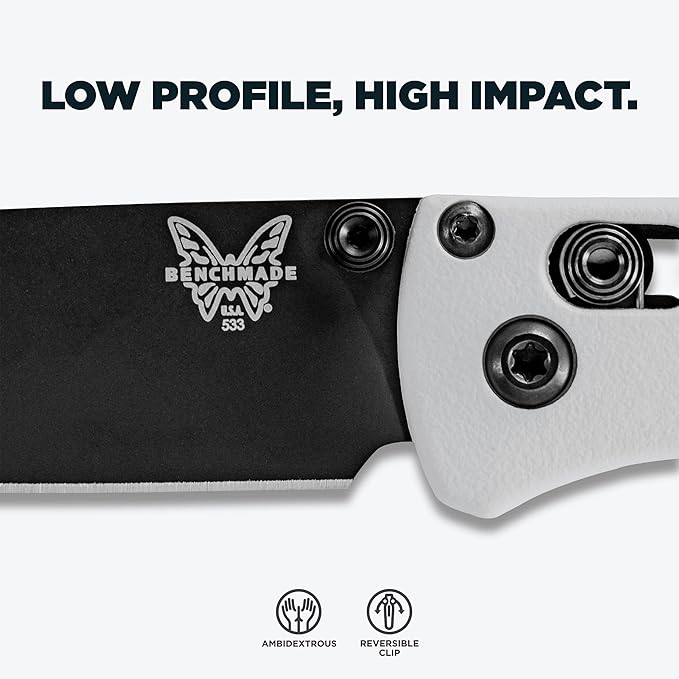 Benchmade - Mini Bugout Outdoor EDC Folding Knife Drop-Point Blade with White Givory Handle (533BK-1)