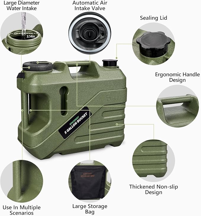SPACEREST Portable Shower for Camping with Integrated Design – Spill-Resistant Electric Camping Shower 5-Gallon Food-Grade Water Jug for Outdoor Beach Hiking Dog Wash 2 Batteries
