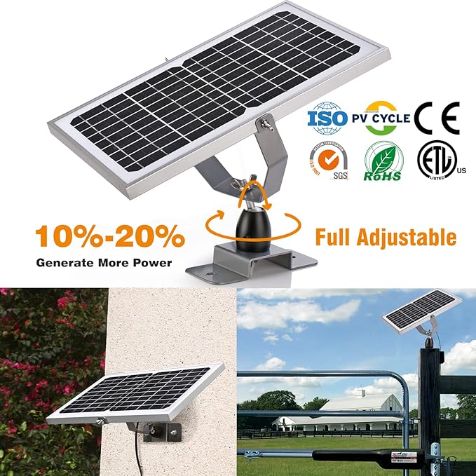 SUNER POWER 10W 12V Solar Battery Charger Maintainer Built-in Smart MPPT Charge Controller Adjustable Mount Bracket Waterproof 10 Watt Solar Panel Kits for Car Automotive Boat Marine RV Trailer