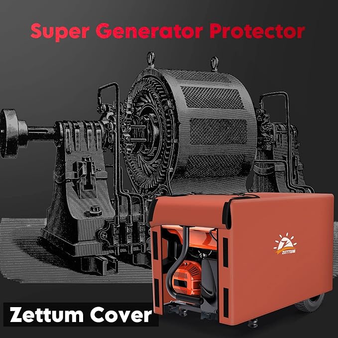 Zettum Generator Cover 24 Inch - 600D Outdoor Generator Cover Heavy Duty Waterproof Small Equipment Cover Outside for DuroMax Westinghouse Champion Predator Honda Portable Generator 2000-5000W
