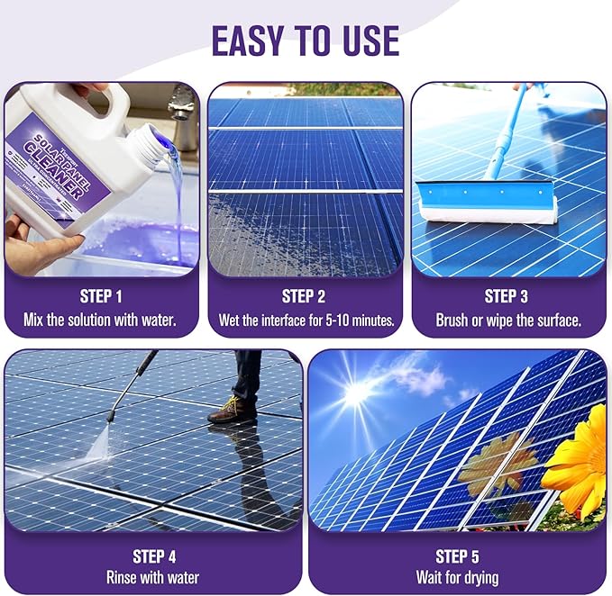Teexpert Solar Panel Cleaner (32oz Makes 150 Gallons) Ultra Concentrated Glass &amp Solar Panel Cleaning Pro Quick Dry Streak-Free Remove Dirt Dust Droppings Fingerprints Oils &amp Water Spots