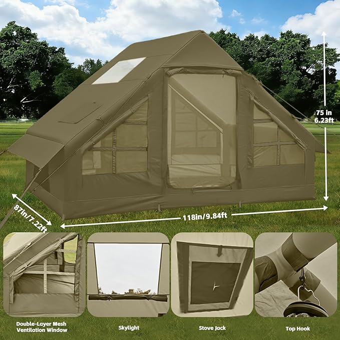 Inflatable Tents for CampingEasy Blow Up Tent with Hand Pump4 Seasons Waterproof Air Inflatable Camping Tent House for Family Weekend Camping