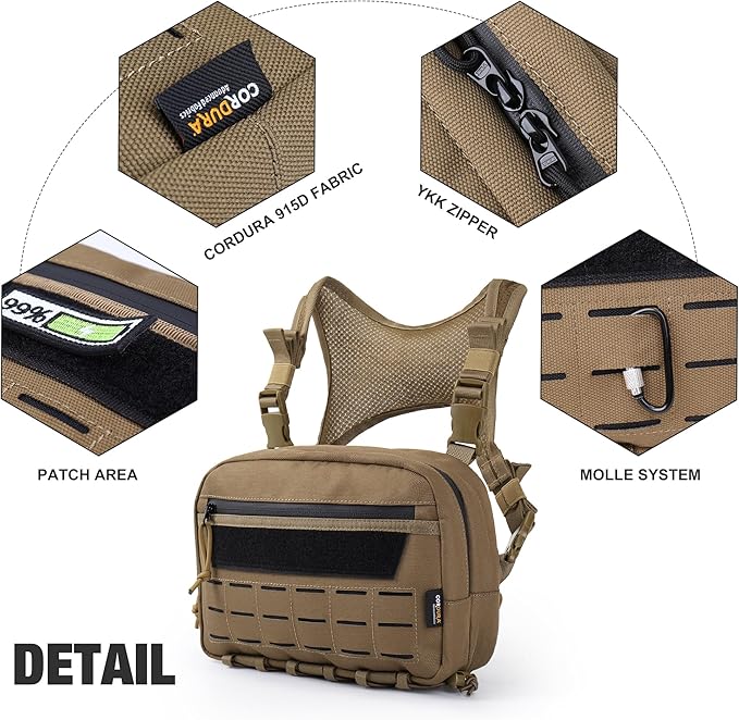 Mardingtop Chest Bag for MenOutdoor Tactical Molle Vest Chest Pack for RunningCyclingHikingEDCTravel