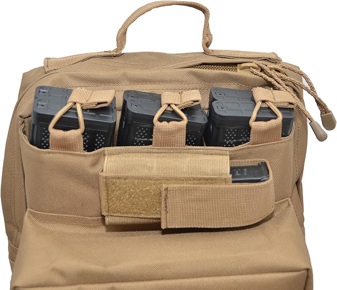 Tactical Backpack Range Bag Hydration Water Bladder Outlet Magazine Pouches 5 Compartment for Range Bag Bug Out Hiking (Beige)