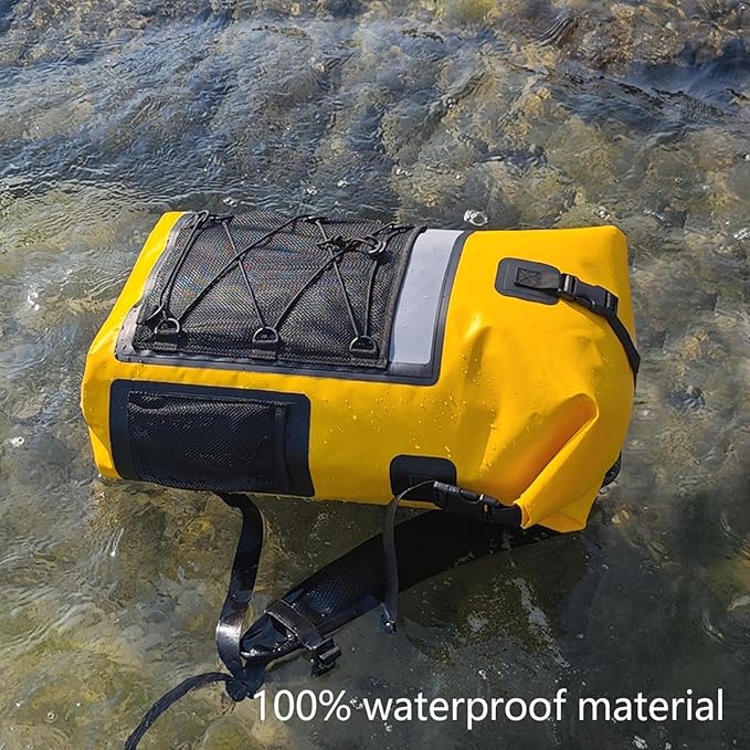 Waterproof Backpack 35 L PVC Lightweight Front Mesh Pocket Dry Bag for Kayaking Travel Hiking BoatingGreen