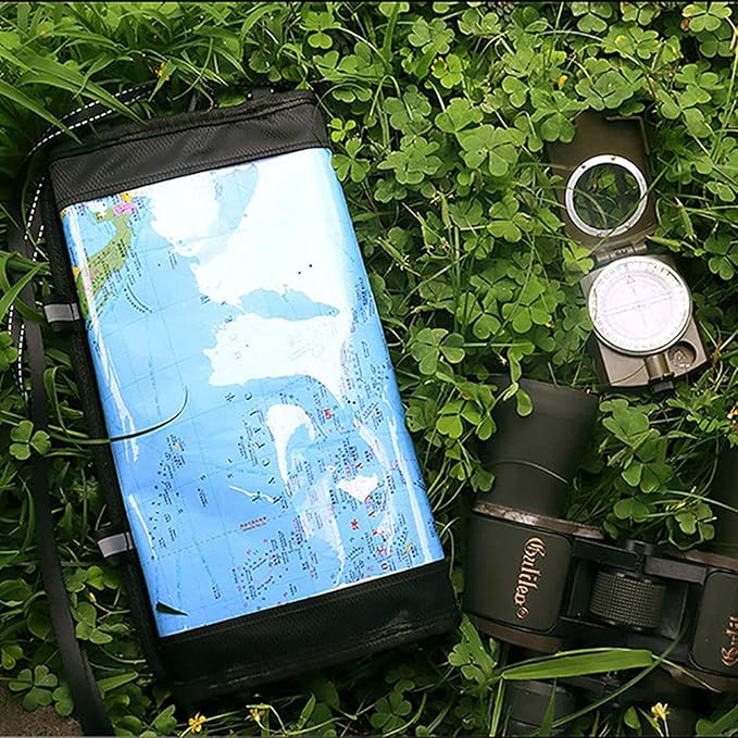 Waterproof Map Case Hiking Map Pouch Holder Transparent Window Map Storage Bag with Zipper and Lanyard Deisgn for Outdoor Hiking Camping