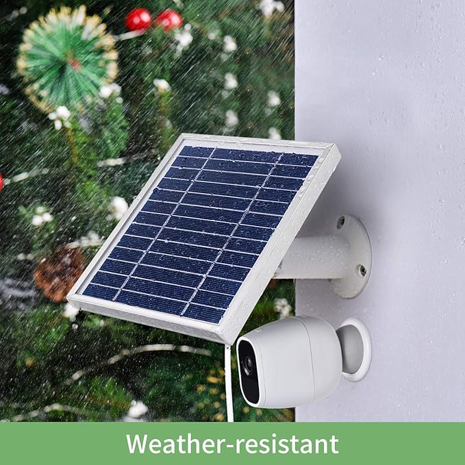 iTODOS Solar Panel Compatible with Arlo Pro and Arlo Pro2 Camera11.8FT Power Cable and Adjustable Mount(2 Pack Silver)