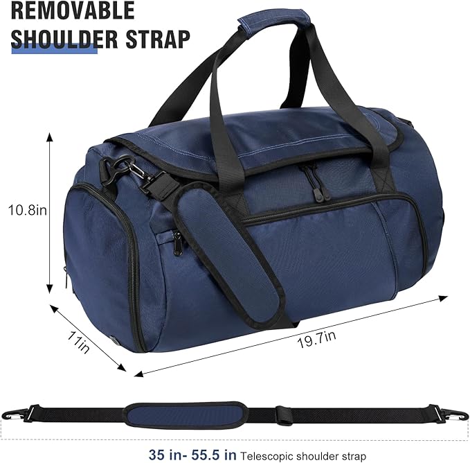 Gym Bag for Men Women With Shoe Compartment &amp Wet PocketWater Resistant Sports Gym Bag 、shoulder bag、messenger bag Carry On Duffel Bag forWeekend Overnight Traveling (blue)