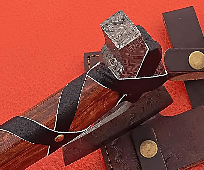 Smart &amp Sharp Hand Forge Custom Made Hatchet Axe Hand Made Damascus Steel Blade/Best Gift/Gift for him SS-17345(Rose Wood)