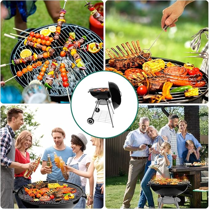 Charcoal Grill 22 Inch Outdoor Enamel Apple Shape Portable Camping Grill Barbecue Charcoal Bbg Kettle Grill