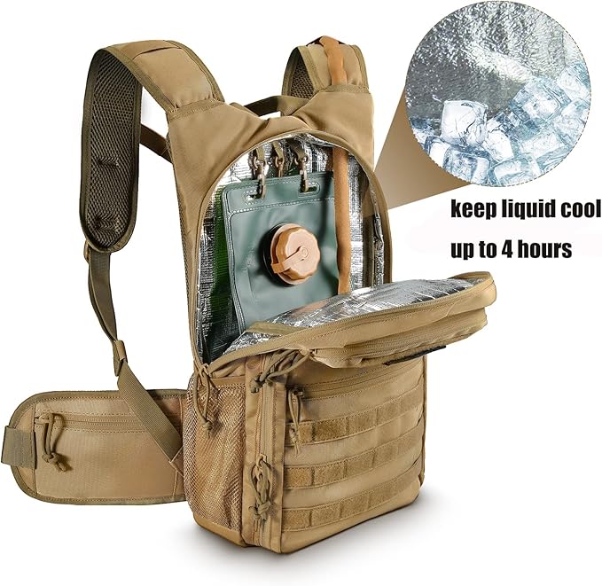 Tactical Hydration Pack Lightweight Insulation Water Backpack Molle Hydration Backpack for Hiking Running Cycling Climbing Hunting Fishing