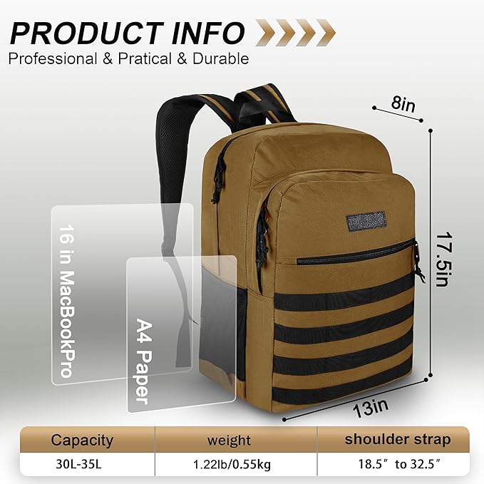 Wrangler Tradesman Backpack Water Resistant Casual Daypack for Travel Work School Unisex Laptop Backpack with Notebook Sleeve