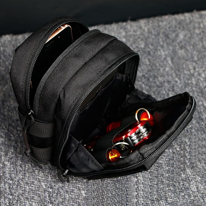 Multipurpose EDC Utility Gadget Pouch Molle Hip Waist Belt Bag Universal Cell Phone Holster Outdoor Wallet Nylon Case Camping Hiking Gear Tool Organizer (D)