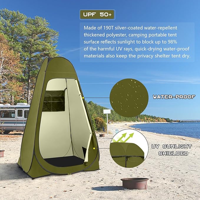 BRIAN &amp DANY Pop Up Shower Tent Portable Privacy Camping Changing Tent Camp Toilet Bathroom Pod with Rain Shelter &amp Windows UPF 50+ &amp Waterproof 47.2 x 47.2 x 74.8