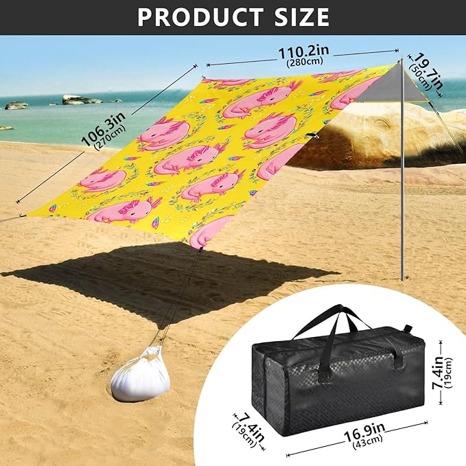 ALAZA Salamander Leaves Pattern Beach Tent Sun Shelter Portable Canopy Sunshade for Outdoor Camping Picnics Backyard Fun 10x9 ft