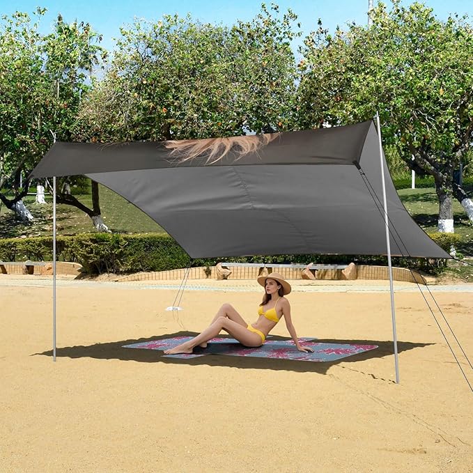 ALAZA Cute Calf Bull Beach Tent Sun Shelter UPF50+ Protection Beach Shade Canopy w/ 4 Sandbags for Outdoor Camping Fishing Backyard Fun Picnic 10x9 ft