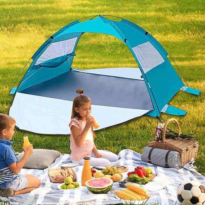 Tent for BeachUPF50+ Ventilated CanopyPortable Sun Shelter - for Camping Backyard Picnic Beach Patio Outdoor Backpacking Travel