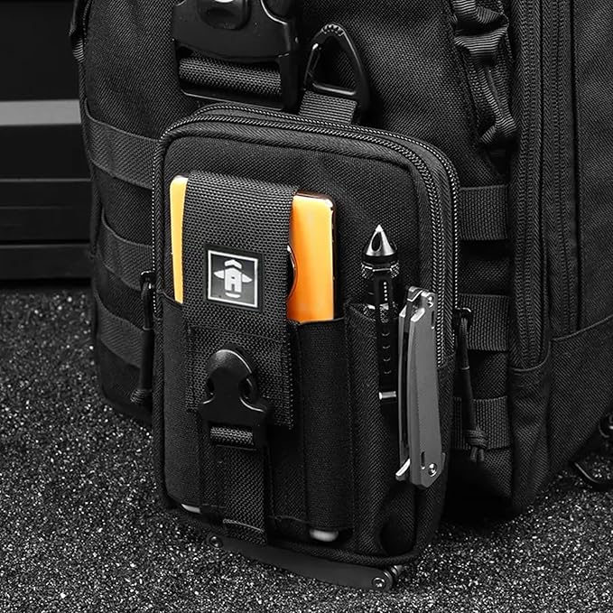 Universal Outdoor Tactical Molle Pouch EDC Waist Bag Pocket Organizer for Less Than 9 Smartphone (B)