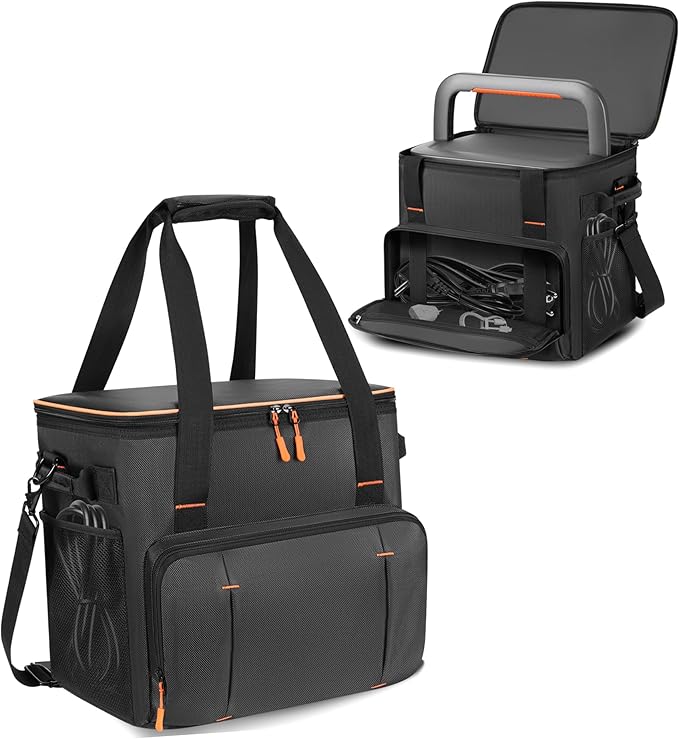 Portable Station Bag Compatible with Jackery Explorer 2000 v2/ 2000/ 2000 Pro/1000 Plus/ 1500/ 1500 Pro/ BLUETTI Elite 200 V2 Padded Travel Carrying Bag with Large Accessory Pocket &amp Shoulder Str