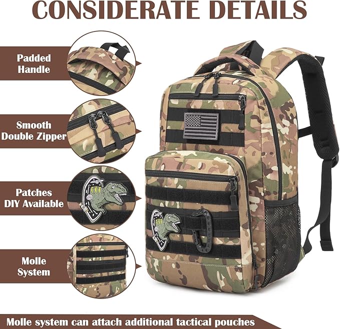 Kids Tactical Backpack Army Molle Bookbag Military Boys Backpack for School Outdoor Camping CM