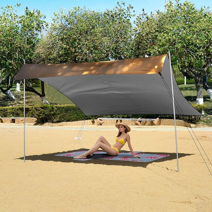 ALAZA Galaxy Dust Golden Jellyfish Beach Tent Sun Shelter Portable Canopy Sunshade for Outdoor Camping Picnics Backyard Fun 10x9 ft