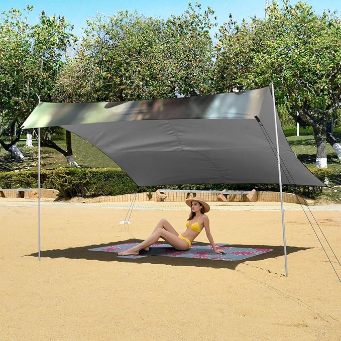 ALAZA Deer Fawn Forest Butterflies Beach Tent Sun Shelter Portable Canopy Sunshade for Outdoor Camping Picnics Backyard Fun 10x9 ft