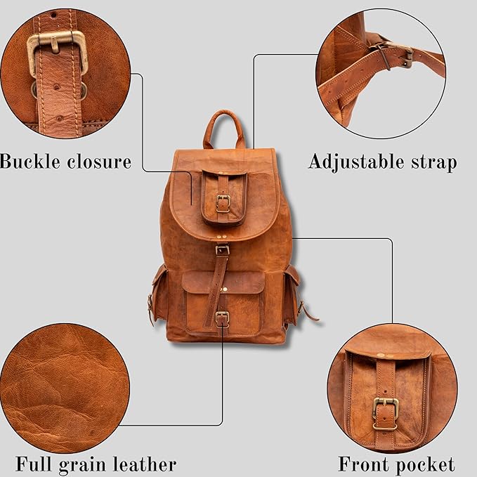 TWARA Vintage Leather Sports Backpack for Men &amp Women Handmade Full Grain Leather Gym &amp Travel Rucksack Large Capacity Outdoor Hiking Backpack College Sports Bag Workout Travel Daypack