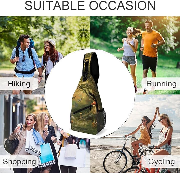 Chest Bag Chest Bag for Men Tactical Running Chests Pack Outdoor Sports Chests Bag Forest with Fairies Butterflies Elves Sling Backpack Women Suitable for Hiking Running Cycling And Shopping