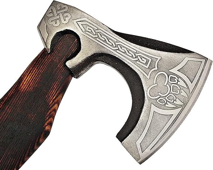 SFG - 20 Handmade Alloy Steel Axe Durable Sharp Blade Lanyard Included. Forged for Hunting Camping Kindling Chopping Firewood Branch Cutting