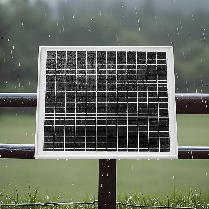 VEVOR 20W 12V Solar Panel Battery Charger Solar Battery Trickle Charger Maintainer with Built-in Controller &amp 0-60° Adjustable Pole Mount Bracket IP67 for Gate Fence Farm Lawn (Fit 1.5 - 3 Pol