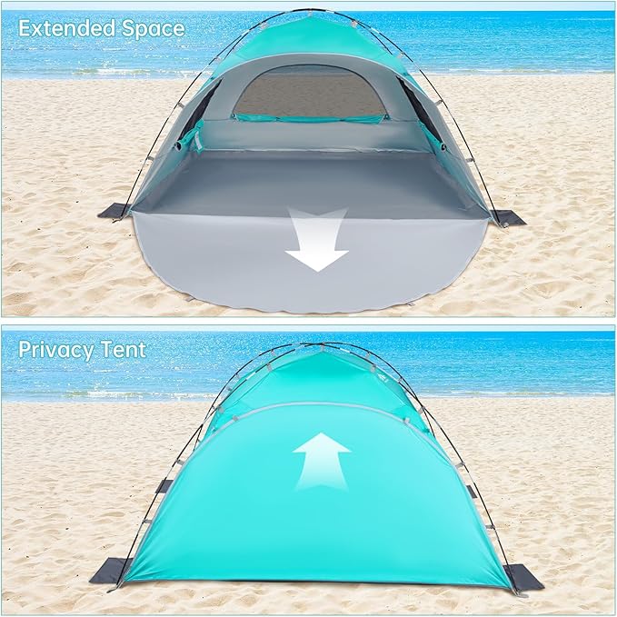 Night Cat Beach Tent Portable Camping Sun Shade Shelter for 2-4 Persons with UV Protection 3 Breathable Mesh Windows Extended Tent Floor Easy Set Up Outdoor