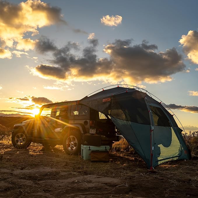 Kelty Highroads Overlanding Shelter - Universal Mount Car Camping Tent with Large Zippered Entry Aluminum Frame Adjustable Walls and Windows UV Protection Rainproof Stuff Duffel Included 2024