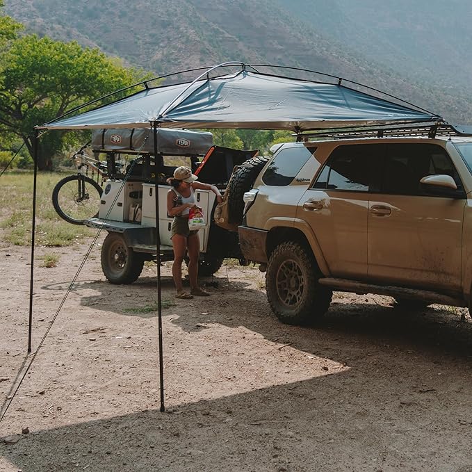 MoonShade Portable Vehicle Awning Large 9' x 7' Lightweight Car Canopy for Trucks SUVs Vans Campers &amp Outdoor Adventures (Shadow Blue)