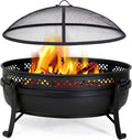 SUNCREAT Outdoor Patio Fire Pit with Mesh Spark Screen 40 Portable Fire Pit for Camping Black