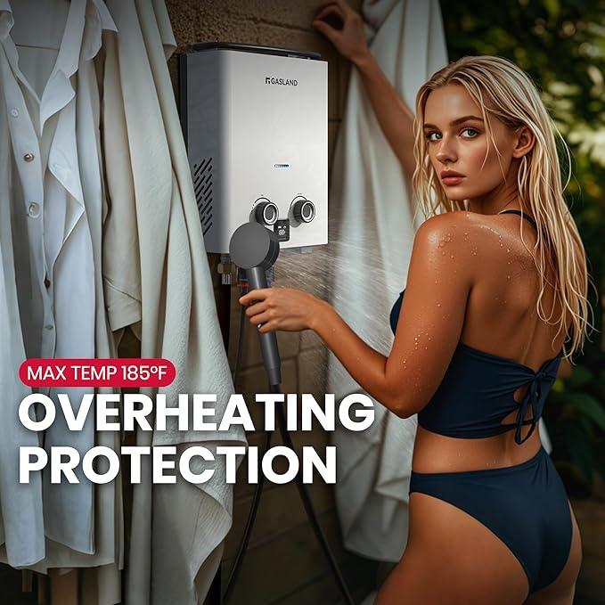 GASLAND Goshower G5 Pro Portable Propane Tankless Water Heater – 1.32 GPM 34000 BTU With Water Pump &amp Strainer Ultra-Slim 5L for Camping Off-Grid Outdoor Shower