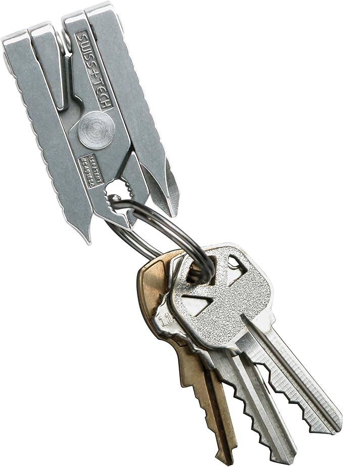 SWISS+TECH ST50022 Stainless Steel 6-in-1 Key Chain Multi Tool Polished Finish (Single Pack)