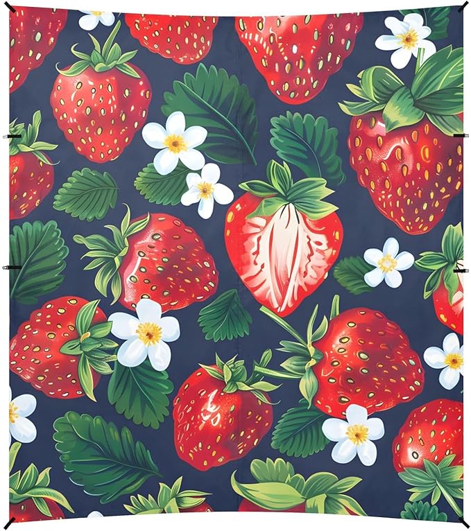 ALAZA Strawberry Leaf Flower Pattern Beach Tent Sun Shelter Portable Canopy Sunshade for Outdoor Camping Picnics Backyard Fun 10x9 ft