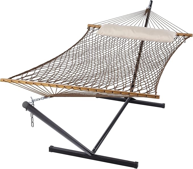 SUNCREAT Portable Hammock with StandHeavy Duty Standing Hammock 450 lbs Capacity Brown