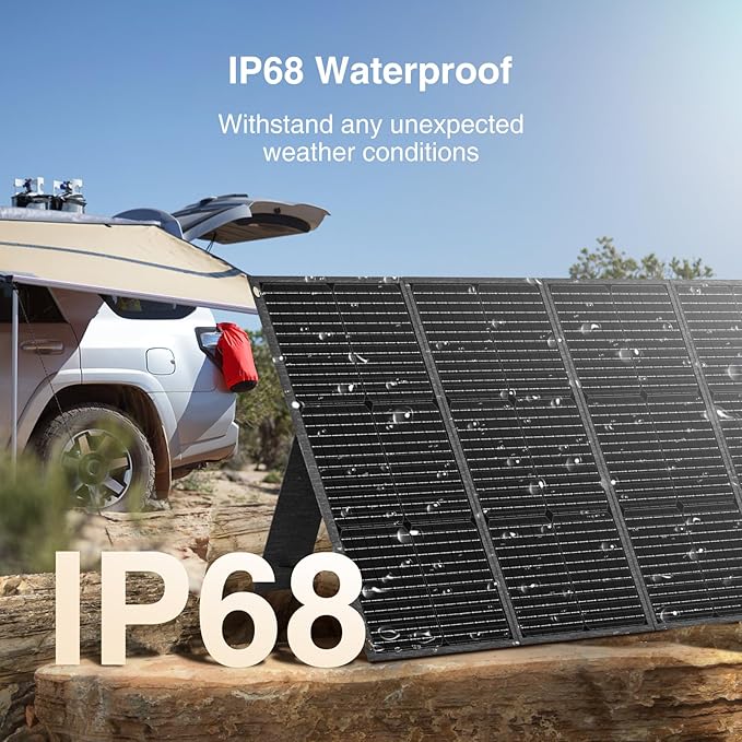 MARBERO 200W Portable Solar Panel for Power Station IP68 Waterproof 200 Watt Foldable Solar Charger &gt23% High Efficiency Compatible with Solar Generator for Camping RV Outdoor Cloudy