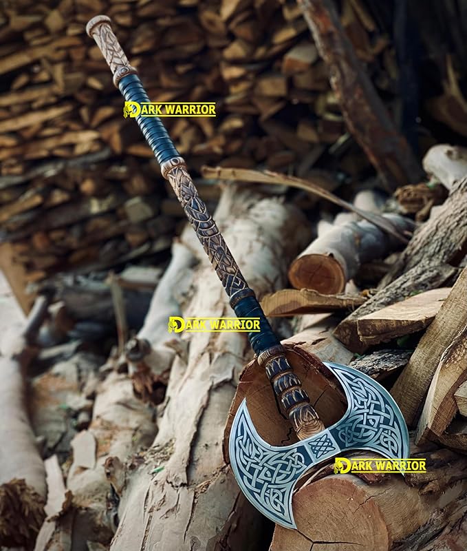 [dark warrior] 36 Double Head Berserker Axe Two Hand Axe Double Sided Axe Hewing Axe Double Edged Battle Axe Large Norse Axe Double Blade Axe Big Viking Axe Hand Forged Axe Blade Axe DW-AX-89890