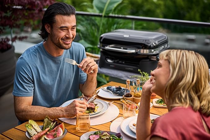 Weber Lumin Portable Outdoor Electric Barbecue Grill for Small Spaces and Travel Seafoam Green