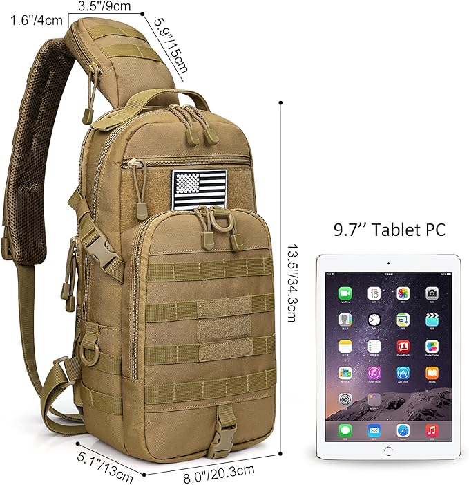 G4Free EDC Bag Tactical Sling Bag Backpack Molle Chest Shoulder Assault Pack Rectangular Outdoor Daypack