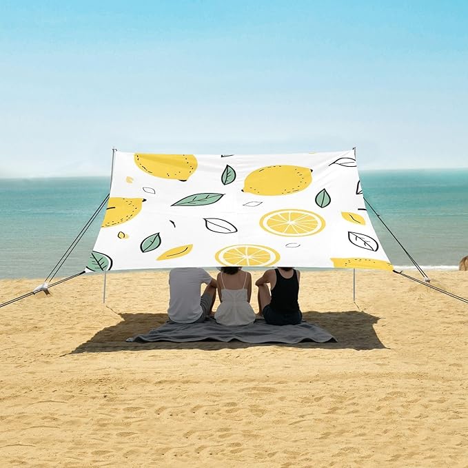 ALAZA Lemons and Lemon Slices Beach Tent Sun Shelter Portable Canopy Sunshade for Outdoor Camping Picnics Backyard Fun 10x9 ft